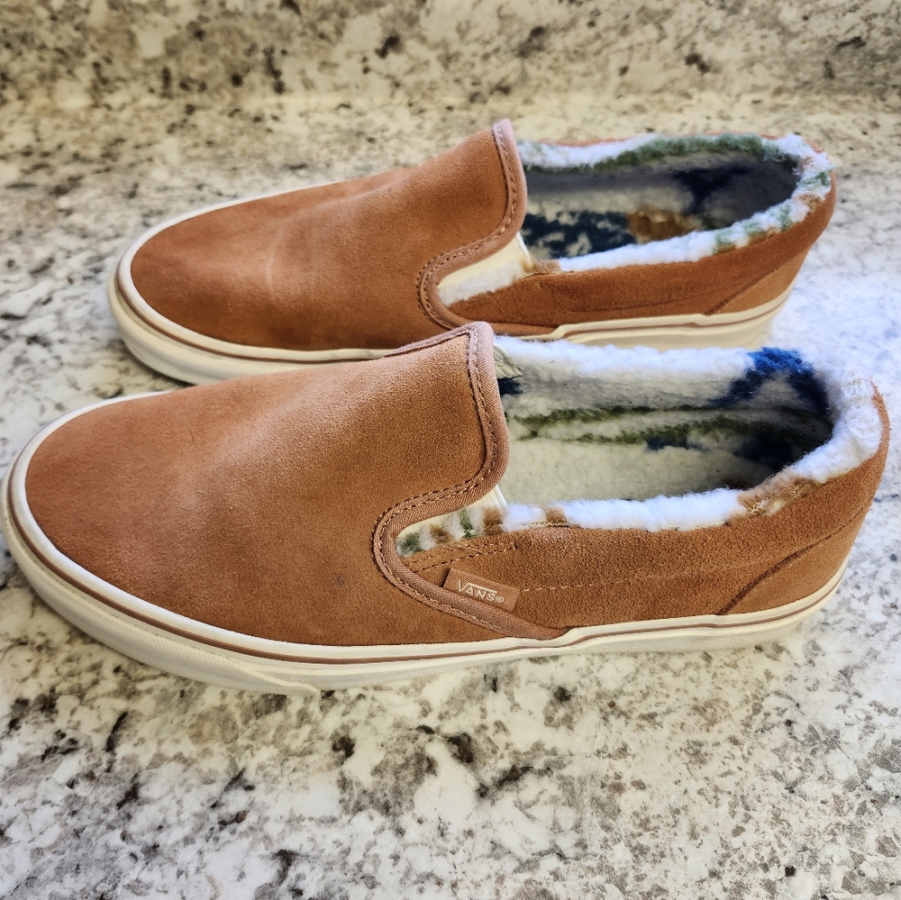 Vans suede sherpa sunburn classic slip on Sneaker for mens 8/ Womens 9.5